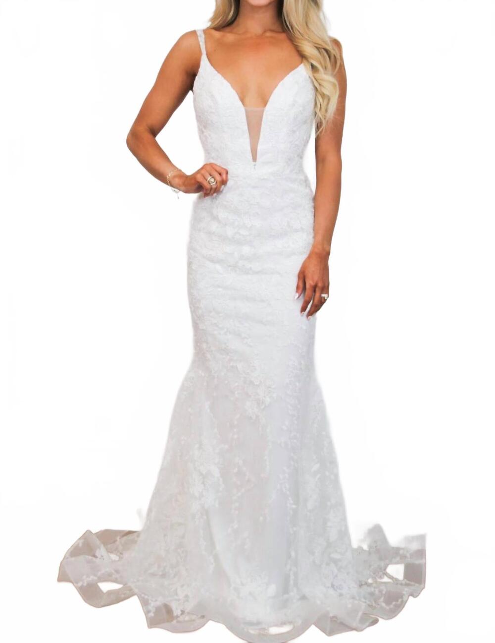 NEW CINDERELLA DIVINE ryan lace low back wedding dress in ivory white